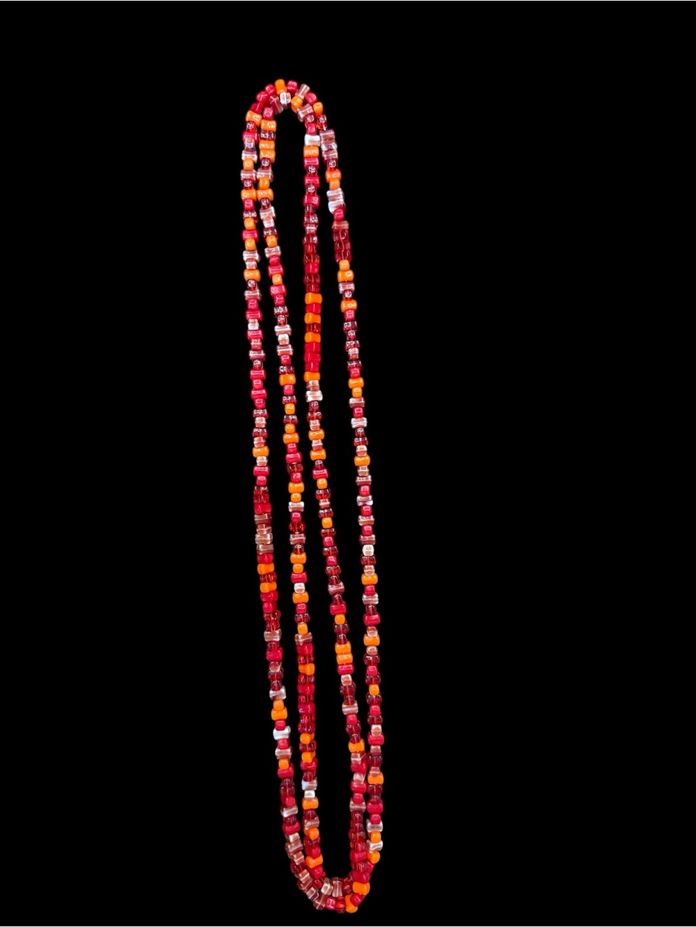 Vintage long strand Red & Orange Rectangular Bead Necklace 49” - Picture 15 of 15